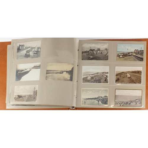 301 - Early 20th century and later mostly local social history postcards, some photographic arranged in an... 