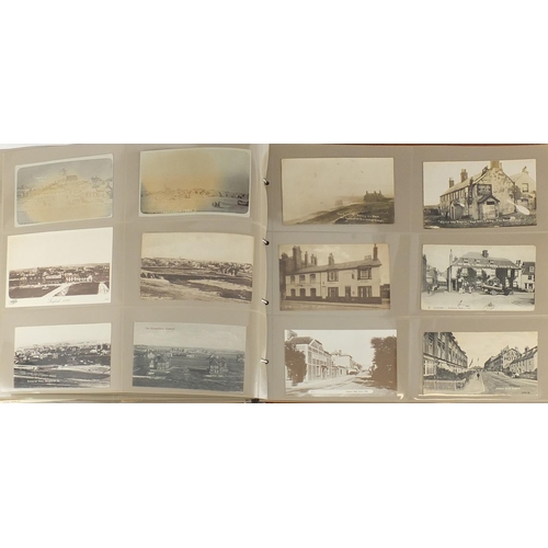 301 - Early 20th century and later mostly local social history postcards, some photographic arranged in an... 