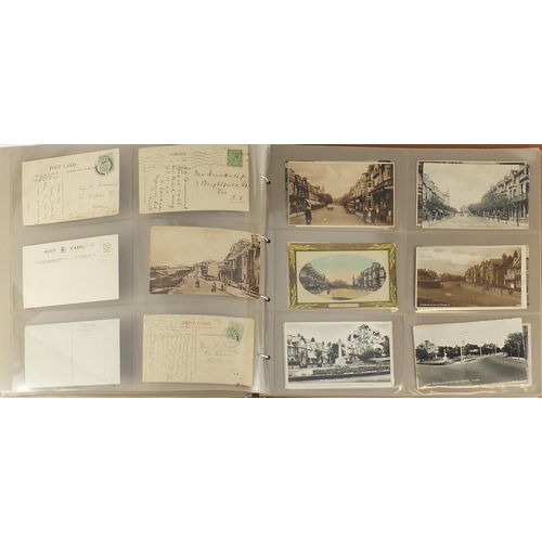 301 - Early 20th century and later mostly local social history postcards, some photographic arranged in an... 