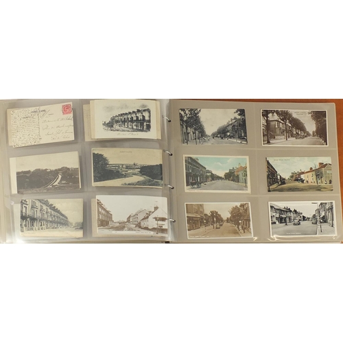 301 - Early 20th century and later mostly local social history postcards, some photographic arranged in an... 