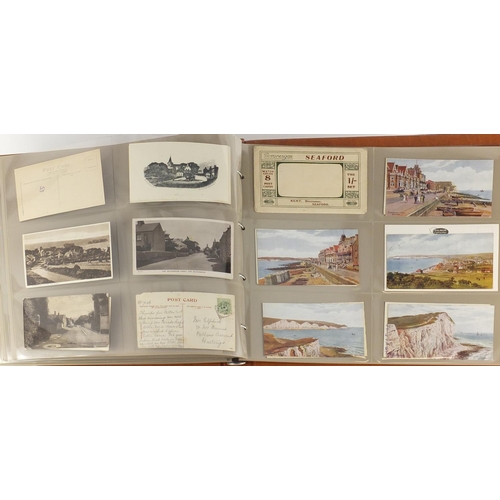 301 - Early 20th century and later mostly local social history postcards, some photographic arranged in an... 