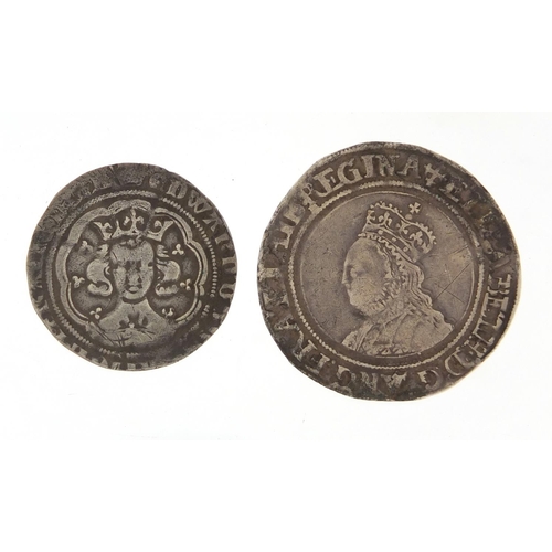 219 - Elizabeth I hammered silver shilling and a hammered silver groat