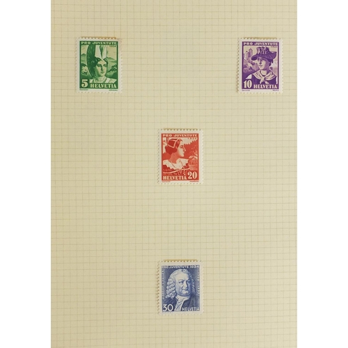 329 - British and Pro Juventute stamps arranged in four albums including mint unused, 1912 Pro Juventute F... 