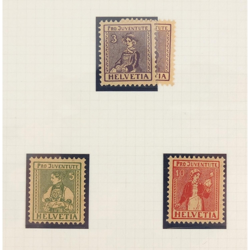 329 - British and Pro Juventute stamps arranged in four albums including mint unused, 1912 Pro Juventute F... 