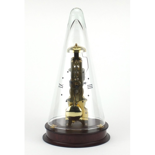 2197 - German brass skeleton clock by Franz Hermle retailed by Rapport, houses under a conical glass dome, ... 