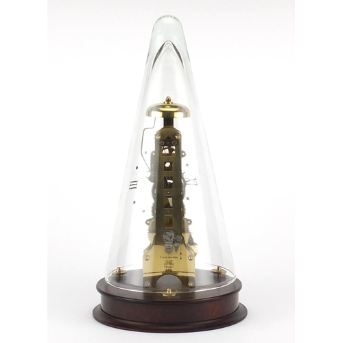 2197 - German brass skeleton clock by Franz Hermle retailed by Rapport, houses under a conical glass dome, ... 