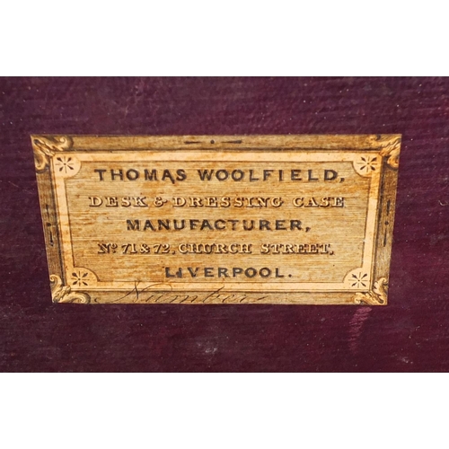2256 - Victorian rosewood work box with inset brass handles, the hinged lid opening to reveal a fitted inte... 