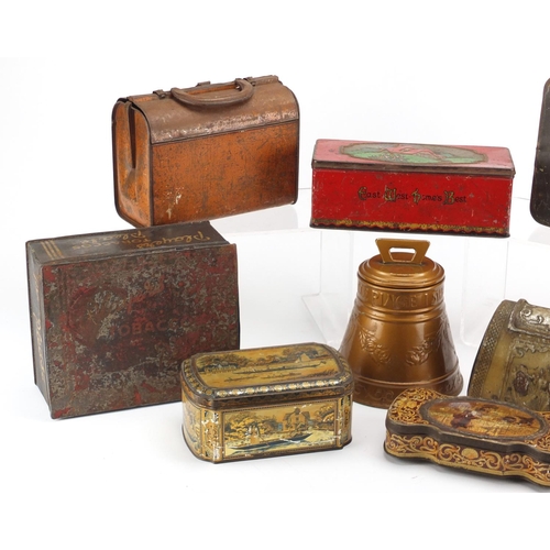 2249 - Vintage advertising tins including a Huntley & Palmers bell, Huntley & Palmers suitcase, Huntley & P... 