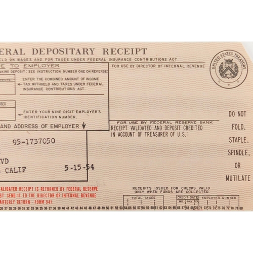 284 - Marilyn Monroe, Federal depositary receipt dated 15/5/1954 (PROVENANCE: Part of a collection that wa... 