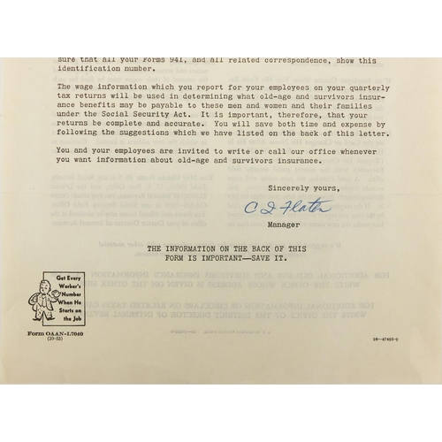 285 - Marilyn Monroe, Department of Health Education and Welfare letter addressed to Marilyn Monroe, with ... 