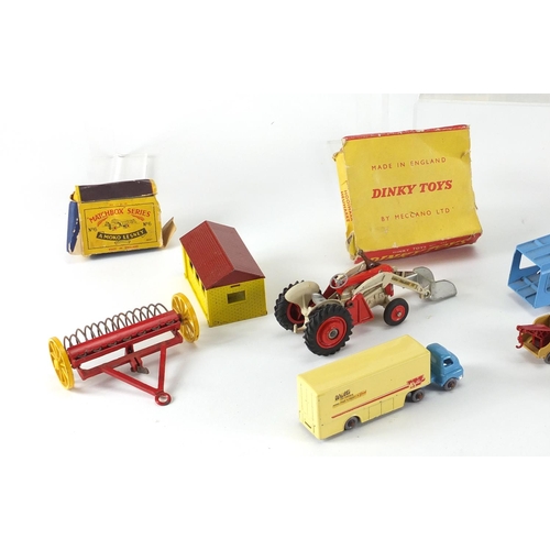 153 - Vintage die cast toys with boxes including Matchbox Moko Lesney, Corgi toys Massey-Ferguson 65 tract... 
