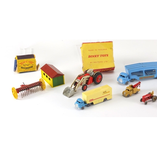 153 - Vintage die cast toys with boxes including Matchbox Moko Lesney, Corgi toys Massey-Ferguson 65 tract... 