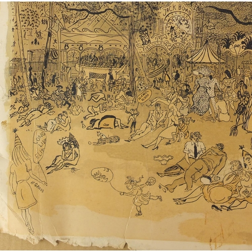 1419 - Anthony Gross - Hampstead Heath at the Coronation, pencil signed lithograph, unframed, 50.5cm x 38cm