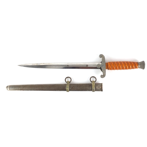 365 - German Military interest Luftwaffe dirk with scabbard by A Schuttel Hofer & Co, 40.5cm in length