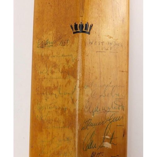 290 - 1950's Gradidge cricket bat signed by The West Indies and England teams, 90cm in length