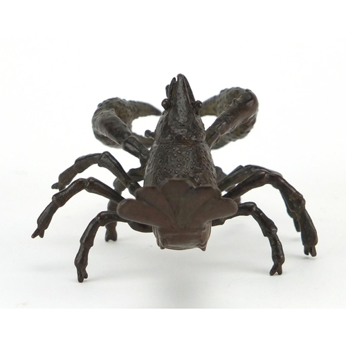 574 - Japanese patinated bronze lobster, 10.5cm in length