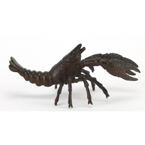 574 - Japanese patinated bronze lobster, 10.5cm in length