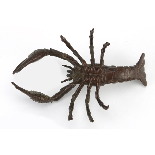 574 - Japanese patinated bronze lobster, 10.5cm in length