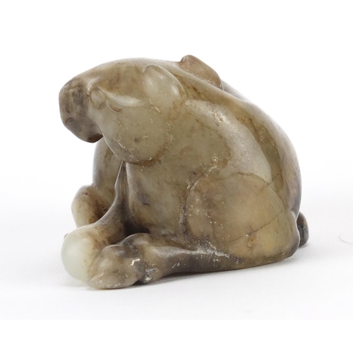 529 - Chinese russet and white jade carving of a foal, 8.5cm wide