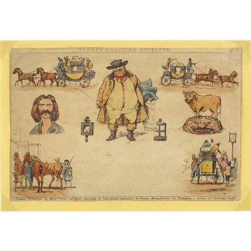 311 - Victorian Fores's coaching envelope No.6, hand coloured, designed by Richard Doyle, printed by J R J... 