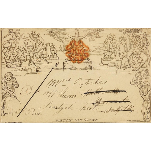 313 - Victorian Mulready 1d envelope designed by John Thompson