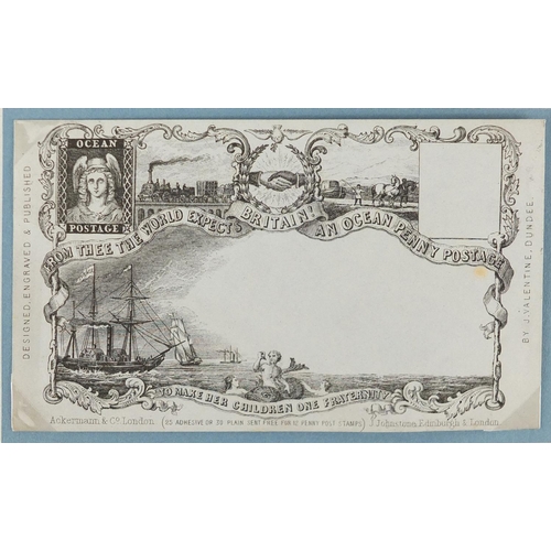 316 - Victorian Ocean penny envelope, designed and engraved by J Valentine, Ackermann & Co of London