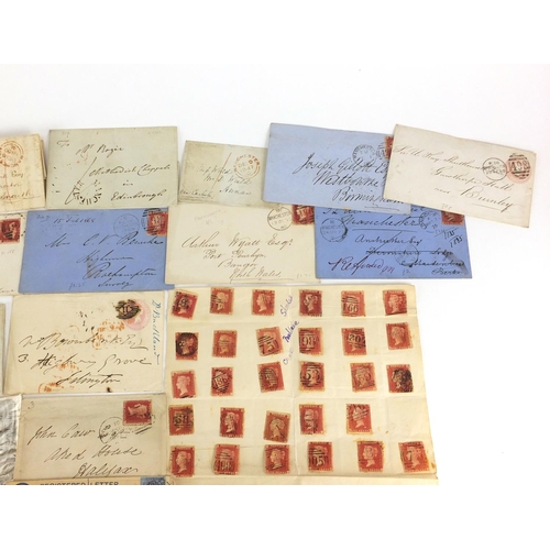 322 - Victorian postal history including covers, some with penny reds including one with clear margins, va... 