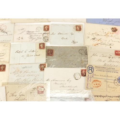 322 - Victorian postal history including covers, some with penny reds including one with clear margins, va... 