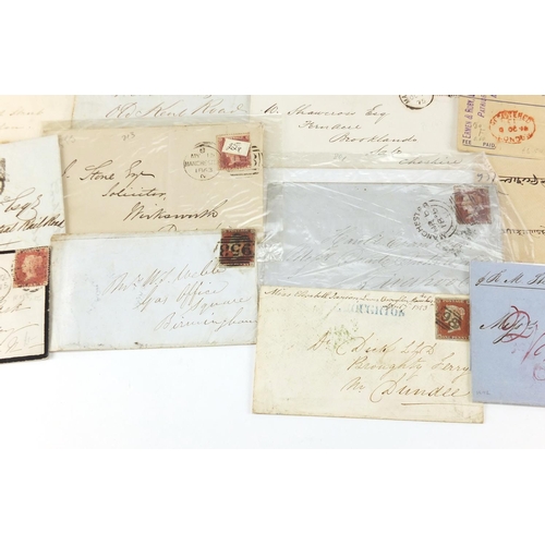 322 - Victorian postal history including covers, some with penny reds including one with clear margins, va... 