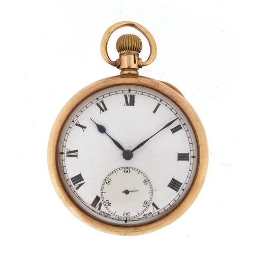 1150 - Gentleman's 9ct gold open face pocket watch with subsidiary dial, the movement engraved Terminus, 4.... 
