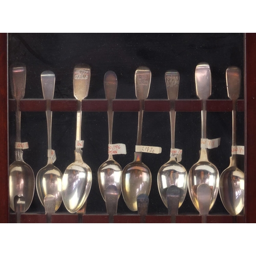 907 - Forty six Georgian silver teaspoons, various makers and dates including John, Henry and Charles Lias... 