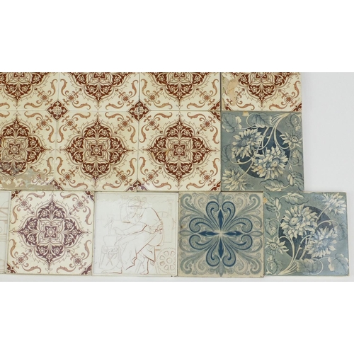 772 - 19th Century and later tiles including nine Minton examples, each 15cm x 15cm