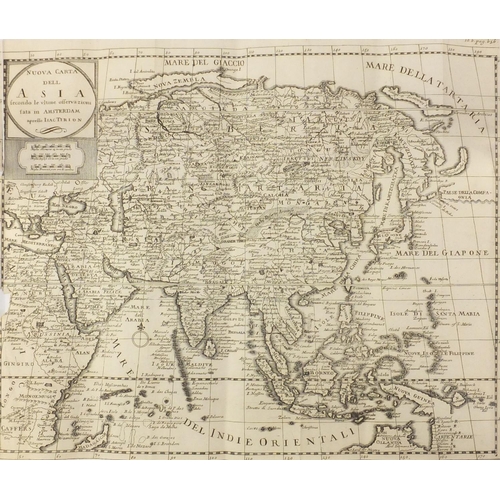 276 - Three antique maps including Asia by Isac Tirion and two others, unframed, the largest 42cm x 36cm
