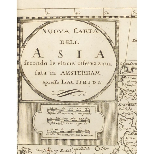 276 - Three antique maps including Asia by Isac Tirion and two others, unframed, the largest 42cm x 36cm