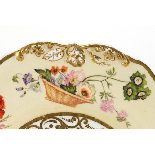 678 - Early 19th century Spode Felspar porcelain comprising a sandwich plate and three cups with saucers, ... 