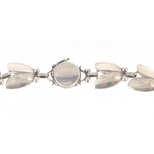 799 - Danish sterling silver tulip necklace by Georg Jenson, designed by Harald Nielsen, impressed marks a... 