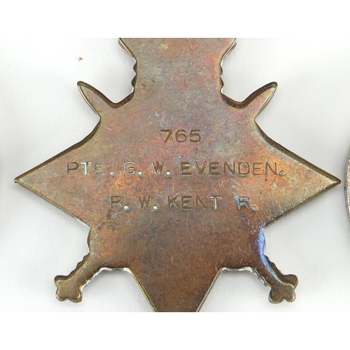 334 - British Military World War I medal group relating to Sgt. George W Evenden of the Queens Royal West ... 