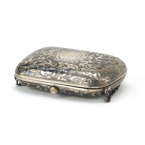 851 - Russian silver niello work purse, G K Moscow 1884, 7.7cm wide, approximate weight 78.8g