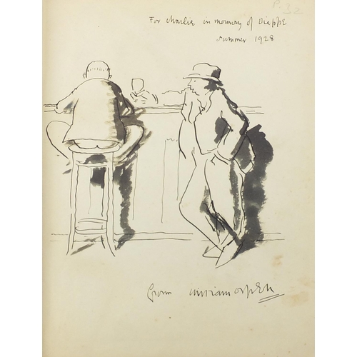 256 - Out Onlooker in France by Sir William Orpen, hardback book with ink drawing of two men at a bar by W... 