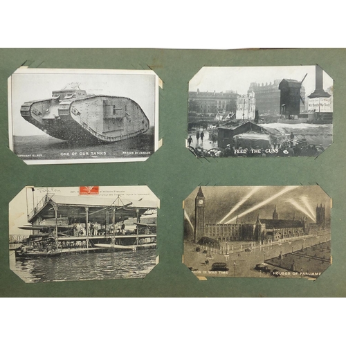 308 - Predominantly First World War and Naval postcards, some photographic arranged in two albums includin... 