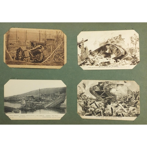 308 - Predominantly First World War and Naval postcards, some photographic arranged in two albums includin... 