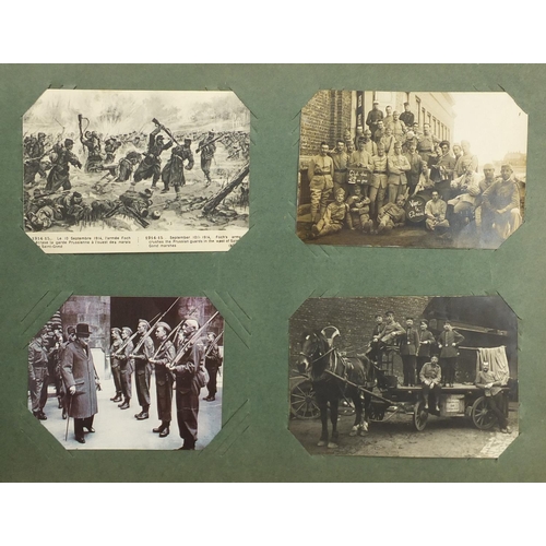 308 - Predominantly First World War and Naval postcards, some photographic arranged in two albums includin... 