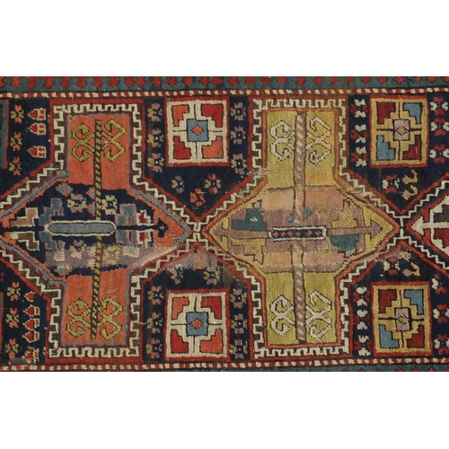 2044 - 19th century rectangular Caucasian carpet runner, 263cm x 105cm