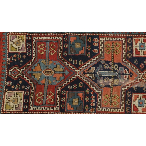2044 - 19th century rectangular Caucasian carpet runner, 263cm x 105cm