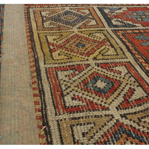 2044 - 19th century rectangular Caucasian carpet runner, 263cm x 105cm