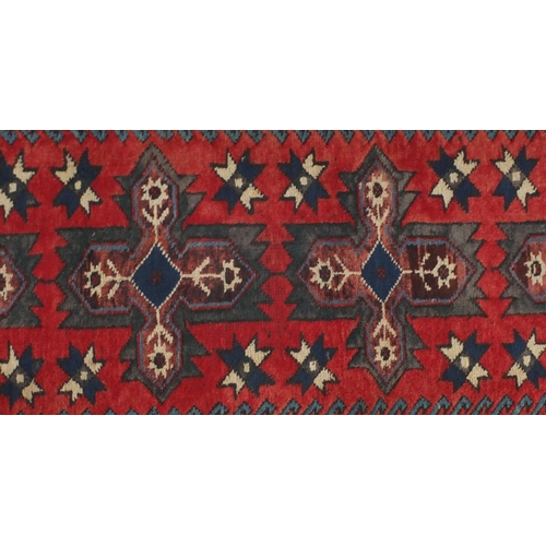 2147 - Rectangular Turkish Anatolian carpet runner, the central field having a repeat flower design onto a ... 