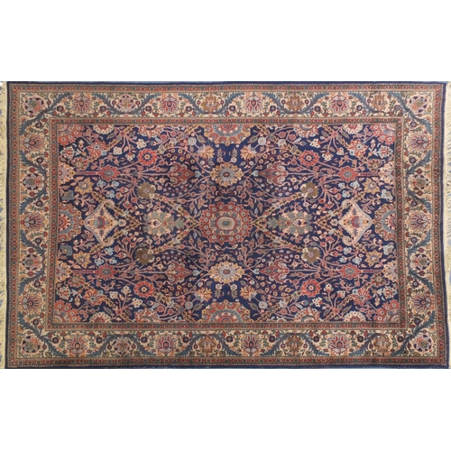 2010 - Rectangular Turkish Sparta carpet, the central field having an all over stylised foliate design onto... 