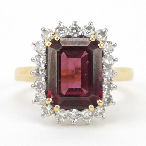 919 - 18ct gold garnet and diamond ring, size S, approximate weight 9.8g, with insurance valuation certifi... 