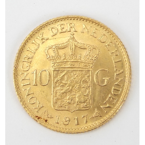 216 - Dutch 1917 ten gulden gold coin