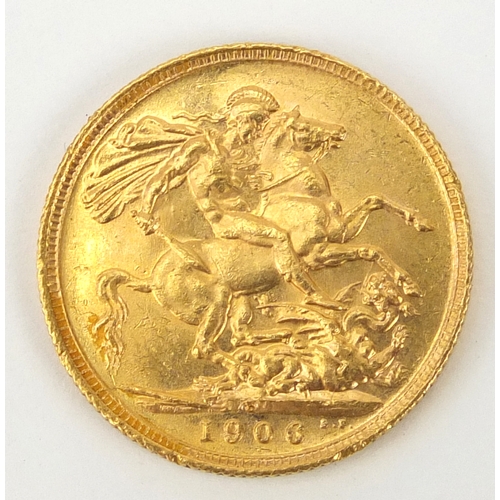 214 - Edward VII 1906 sovereign with fitted case